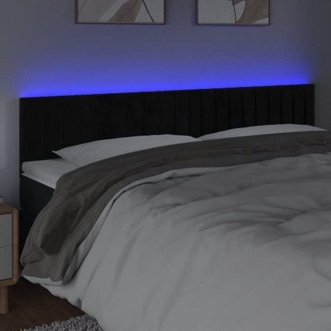 ZAGŁÓWEK DO ŁÓŻKA Z LED CZARNY 180X5X78/88CM AKSAMIT