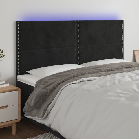 ZAGŁÓWEK DO ŁÓŻKA Z LED CZARNY 200X5X118/128CM AKSAMIT