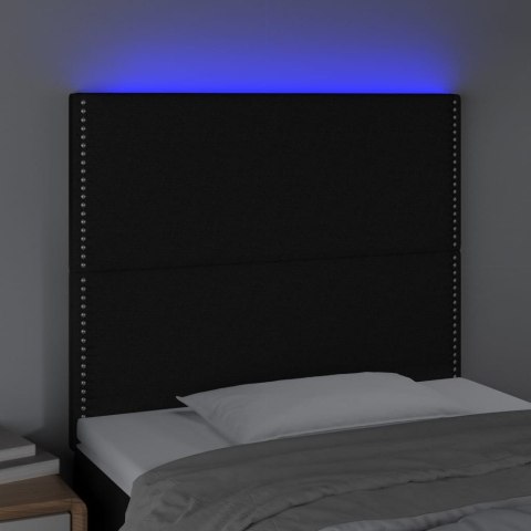 ZAGŁÓWEK DO ŁÓŻKA Z LED CZARNY 80X5X118/128CM TKANINA