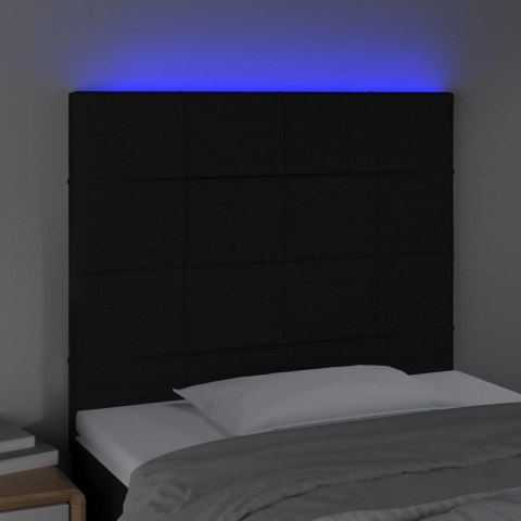 ZAGŁÓWEK DO ŁÓŻKA Z LED CZARNY 80X5X118/128CM TKANINA