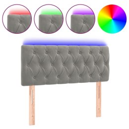 ZAGŁÓWEK DO ŁÓŻKA Z LED JASNOSZARY 100X7X78/88CM AKSAMIT