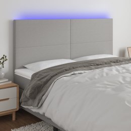 ZAGŁÓWEK DO ŁÓŻKA Z LED JASNOSZARY 180X5X118/128CM TKANINA
