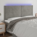 ZAGŁÓWEK DO ŁÓŻKA Z LED JASNOSZARY 200X5X118/128CM AKSAMIT