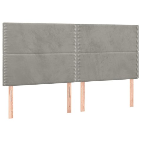 ZAGŁÓWEK DO ŁÓŻKA Z LED JASNOSZARY 200X5X118/128CM AKSAMIT