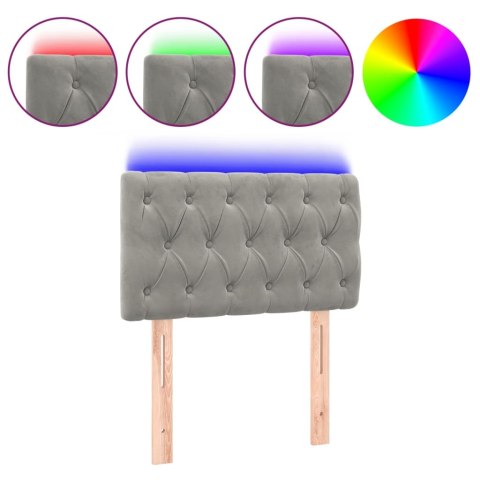 ZAGŁÓWEK DO ŁÓŻKA Z LED JASNOSZARY 80X7X78/88CM AKSAMIT