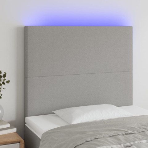 ZAGŁÓWEK DO ŁÓŻKA Z LED JASNOSZARY 90X5X118/128CM TKANINA