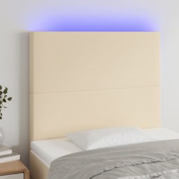 ZAGŁÓWEK DO ŁÓŻKA Z LED KREMOWY 100X5X118/128CM TKANINA