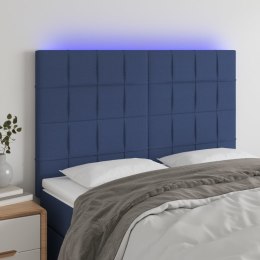 ZAGŁÓWEK DO ŁÓŻKA Z LED NIEBIESKI 144X5X118/128CM TKANINA