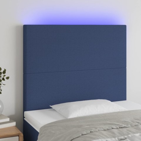 ZAGŁÓWEK DO ŁÓŻKA Z LED NIEBIESKI 90X5X118/128CM TKANINA