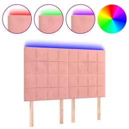 ZAGŁÓWEK DO ŁÓŻKA Z LED RÓŻOWY 144X5X118/128CM AKSAMIT