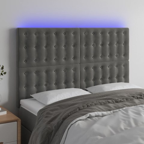 ZAGŁÓWEK DO ŁÓŻKA Z LED CIEMNOSZARY 144X5X118/128CM AKSAMIT