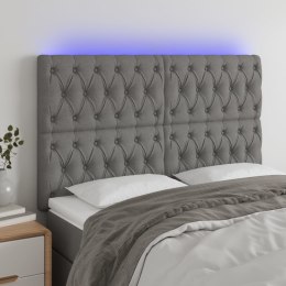 ZAGŁÓWEK DO ŁÓŻKA Z LED CIEMNOSZARY 144X7X118/128CM TKANINA