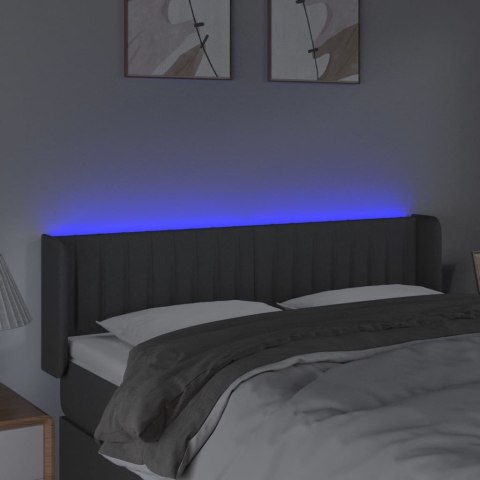 ZAGŁÓWEK DO ŁÓŻKA Z LED CIEMNOSZARY 147X16X78/88CM TKANINA