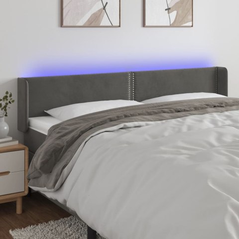 ZAGŁÓWEK DO ŁÓŻKA Z LED CIEMNOSZARY 183X16X78/88CM AKSAMIT
