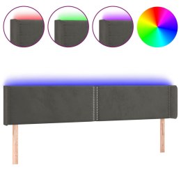 ZAGŁÓWEK DO ŁÓŻKA Z LED CIEMNOSZARY 183X16X78/88CM AKSAMIT