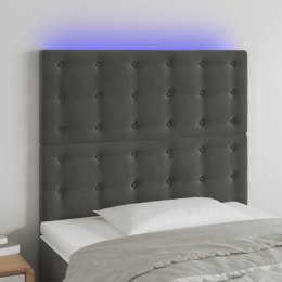 ZAGŁÓWEK DO ŁÓŻKA Z LED CIEMNOSZARY 80X5X118/128CM AKSAMIT