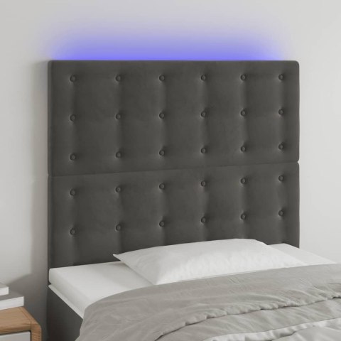 ZAGŁÓWEK DO ŁÓŻKA Z LED CIEMNOSZARY 80X5X118/128CM AKSAMIT