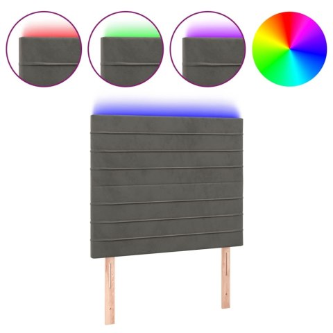 ZAGŁÓWEK DO ŁÓŻKA Z LED CIEMNOSZARY 90X5X118/128CM AKSAMIT