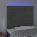 ZAGŁÓWEK DO ŁÓŻKA Z LED CIEMNOSZARY 90X5X118/128CM AKSAMIT