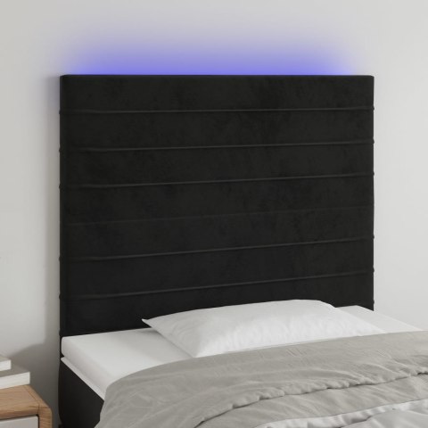 ZAGŁÓWEK DO ŁÓŻKA Z LED CZARNY 100X5X118/128CM AKSAMIT