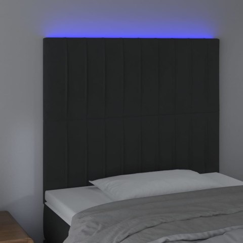 ZAGŁÓWEK DO ŁÓŻKA Z LED CZARNY 100X5X118/128CM AKSAMIT