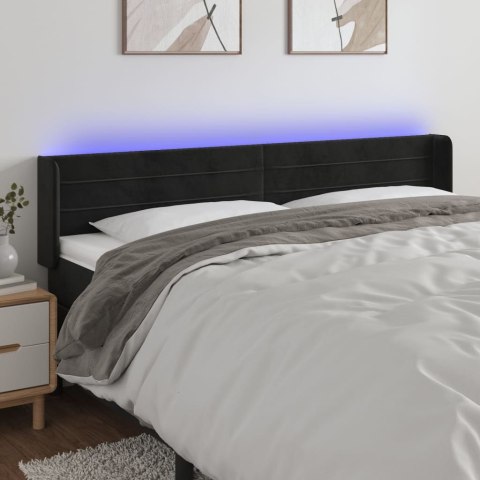ZAGŁÓWEK DO ŁÓŻKA Z LED CZARNY 203X16X78/88CM AKSAMIT