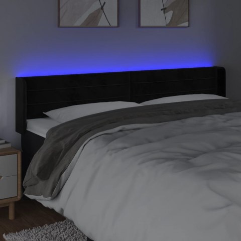 ZAGŁÓWEK DO ŁÓŻKA Z LED CZARNY 203X16X78/88CM AKSAMIT