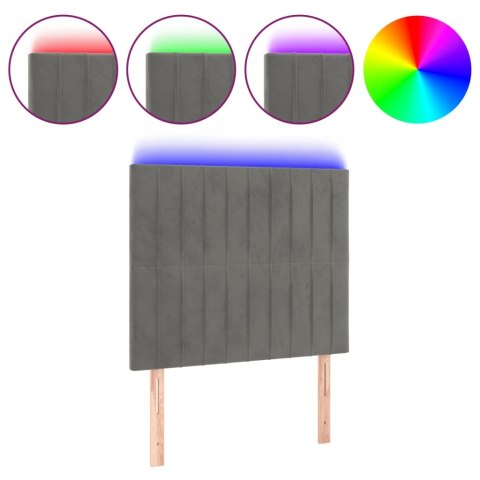 ZAGŁÓWEK DO ŁÓŻKA Z LED JASNOSZARY 100X5X118/128CM AKSAMIT