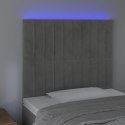 ZAGŁÓWEK DO ŁÓŻKA Z LED JASNOSZARY 100X5X118/128CM AKSAMIT
