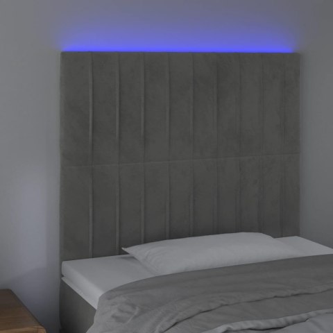 ZAGŁÓWEK DO ŁÓŻKA Z LED JASNOSZARY 100X5X118/128CM AKSAMIT