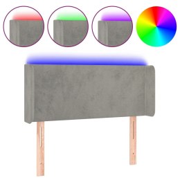 ZAGŁÓWEK DO ŁÓŻKA Z LED JASNOSZARY 103X16X78/88CM AKSAMIT