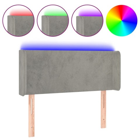 ZAGŁÓWEK DO ŁÓŻKA Z LED JASNOSZARY 103X16X78/88CM AKSAMIT