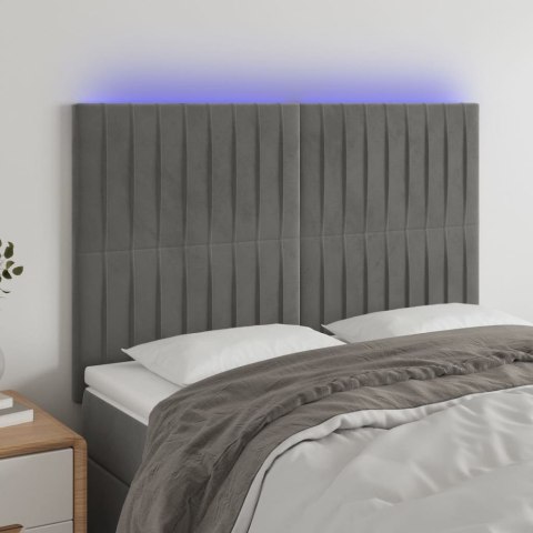 ZAGŁÓWEK DO ŁÓŻKA Z LED JASNOSZARY 144X5X118/128CM AKSAMIT