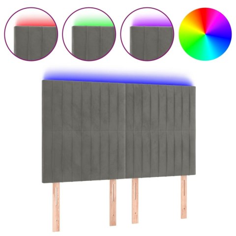 ZAGŁÓWEK DO ŁÓŻKA Z LED JASNOSZARY 144X5X118/128CM AKSAMIT