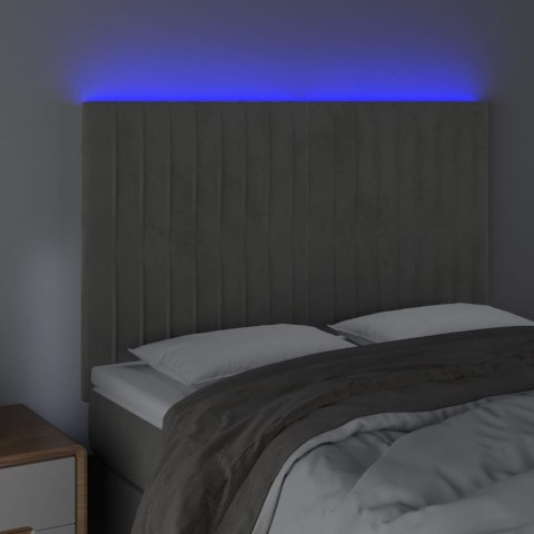 ZAGŁÓWEK DO ŁÓŻKA Z LED JASNOSZARY 144X5X118/128CM AKSAMIT