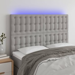 ZAGŁÓWEK DO ŁÓŻKA Z LED JASNOSZARY 144X5X118/128CM TKANINA