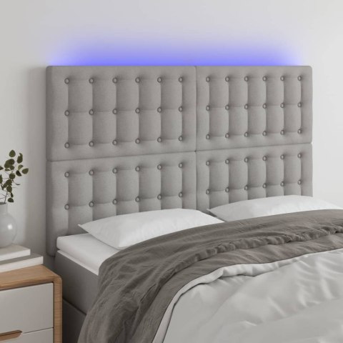 ZAGŁÓWEK DO ŁÓŻKA Z LED JASNOSZARY 144X5X118/128CM TKANINA
