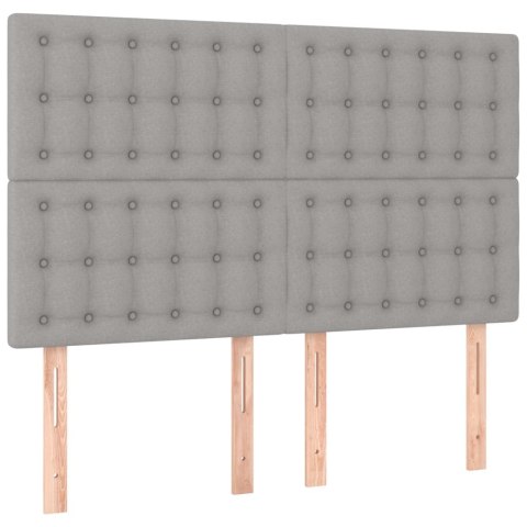 ZAGŁÓWEK DO ŁÓŻKA Z LED JASNOSZARY 144X5X118/128CM TKANINA