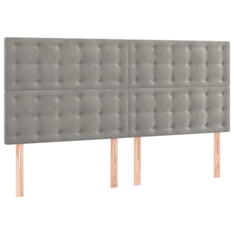 ZAGŁÓWEK DO ŁÓŻKA Z LED JASNOSZARY 180X5X118/128CM AKSAMIT