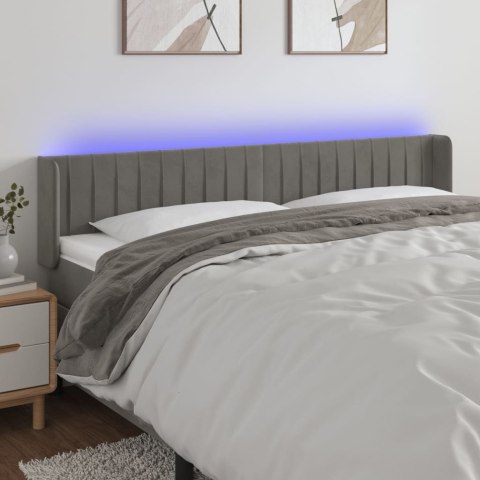 ZAGŁÓWEK DO ŁÓŻKA Z LED JASNOSZARY 183X16X78/88CM AKSAMIT