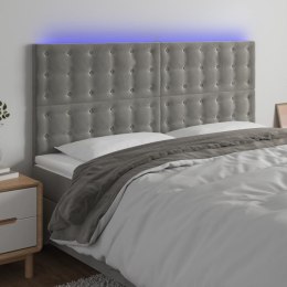 ZAGŁÓWEK DO ŁÓŻKA Z LED JASNOSZARY 200X5X118/128CM AKSAMIT