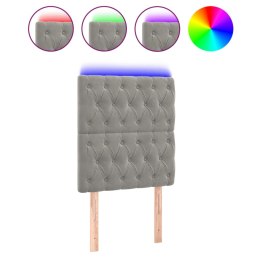 ZAGŁÓWEK DO ŁÓŻKA Z LED JASNOSZARY 80X7X118/128CM AKSAMIT