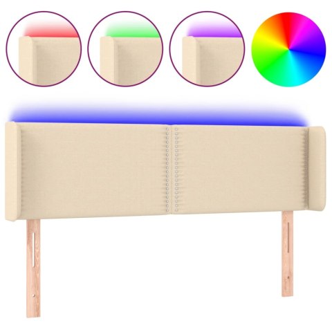 ZAGŁÓWEK DO ŁÓŻKA Z LED KREMOWY 147X16X78/88CM TKANINA