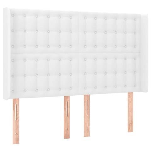 ZAGŁÓWEK DO ŁÓŻKA Z LED BIAŁY 147X16X118/128CM SZTUCZNA SKÓRA