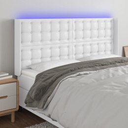 ZAGŁÓWEK DO ŁÓŻKA Z LED BIAŁY 183X16X118/128CM SZTUCZNA SKÓRA