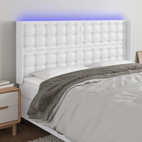 ZAGŁÓWEK DO ŁÓŻKA Z LED BIAŁY 183X16X118/128CM SZTUCZNA SKÓRA