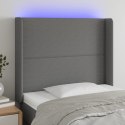 ZAGŁÓWEK DO ŁÓŻKA Z LED CIEMNOSZARY 103X16X118/128CM TKANINA