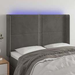 ZAGŁÓWEK DO ŁÓŻKA Z LED CIEMNOSZARY 147X16X118/128CM AKSAMIT