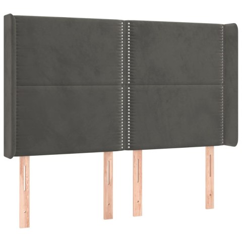 ZAGŁÓWEK DO ŁÓŻKA Z LED CIEMNOSZARY 147X16X118/128CM AKSAMIT