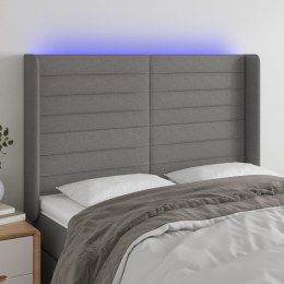 ZAGŁÓWEK DO ŁÓŻKA Z LED CIEMNOSZARY 147X16X118/128CM TKANINA